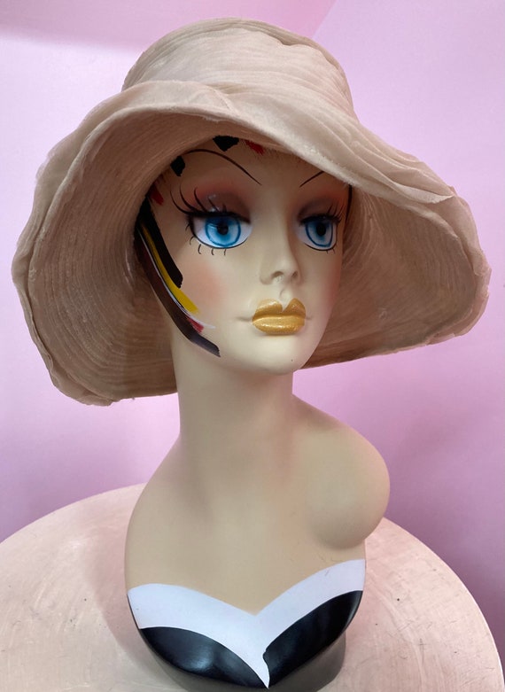Vintage 1950s Pink Organza Bucket Hat by Doreen Fa