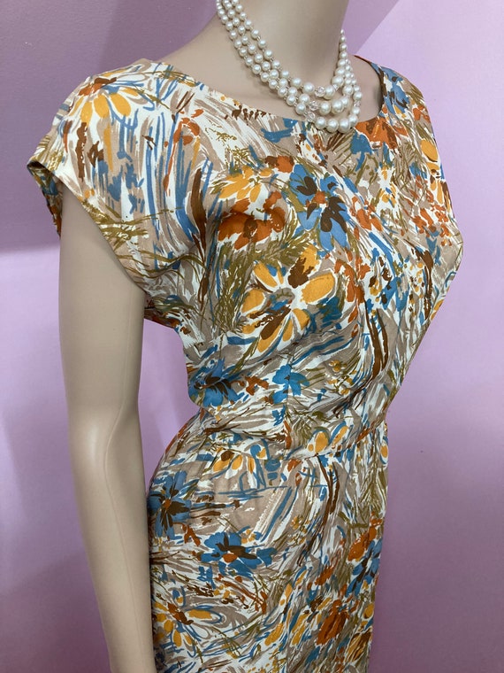 Vintage 60s Brown Floral Dress. 60s Sleeveless Dr… - image 5