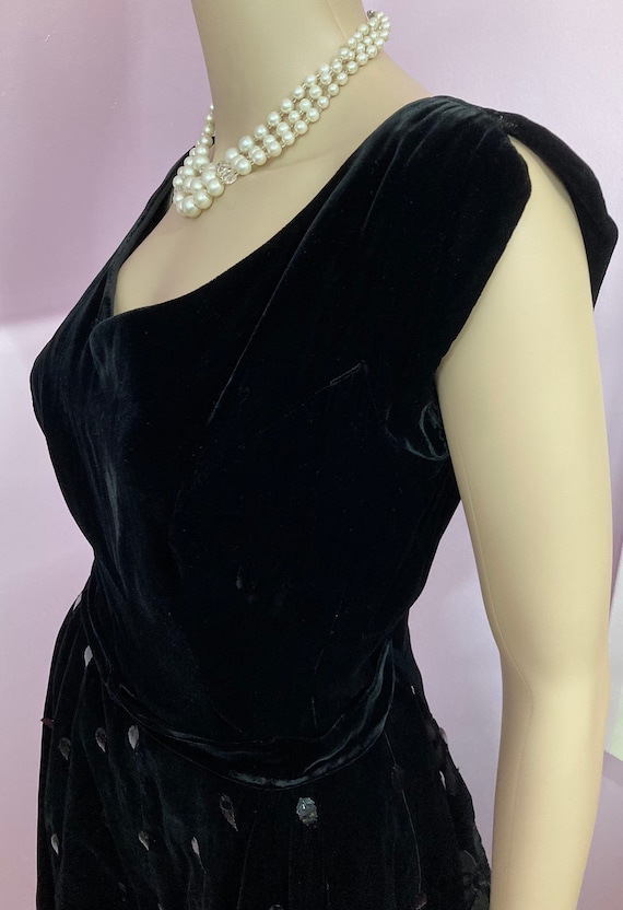 Vintage 50s Hannah Troy Original Dress. Black Vel… - image 6