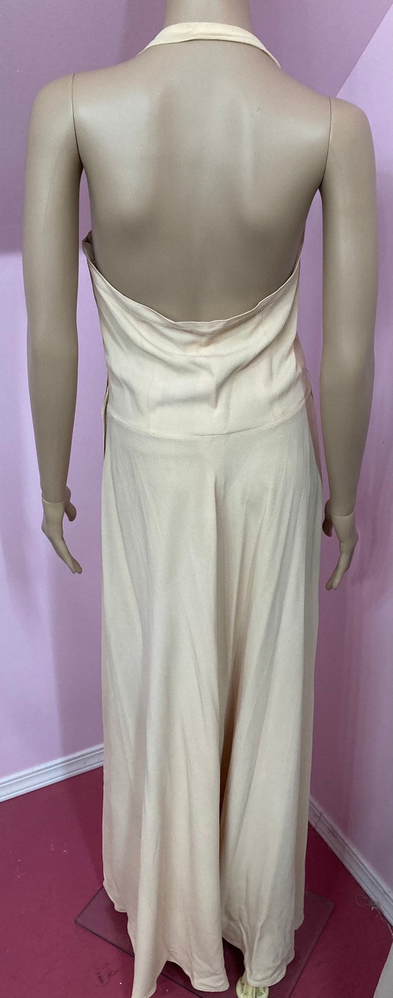 Vintage 40s Halter Dress.40s Rayon Halter Gown.Lo… - image 10
