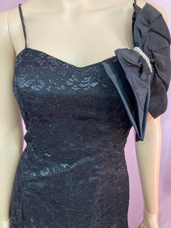 Vintage 80s Black Lace Party Dress by Flirtations… - image 3