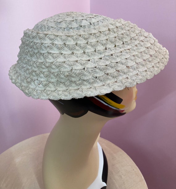 Vintage 50s White Cellophane Mushroom Hat - image 6