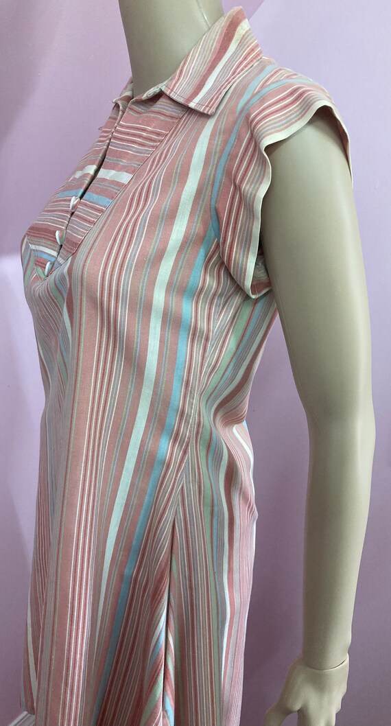 Vintage 70s Striped A-Line Dress with Pockets. Br… - image 6