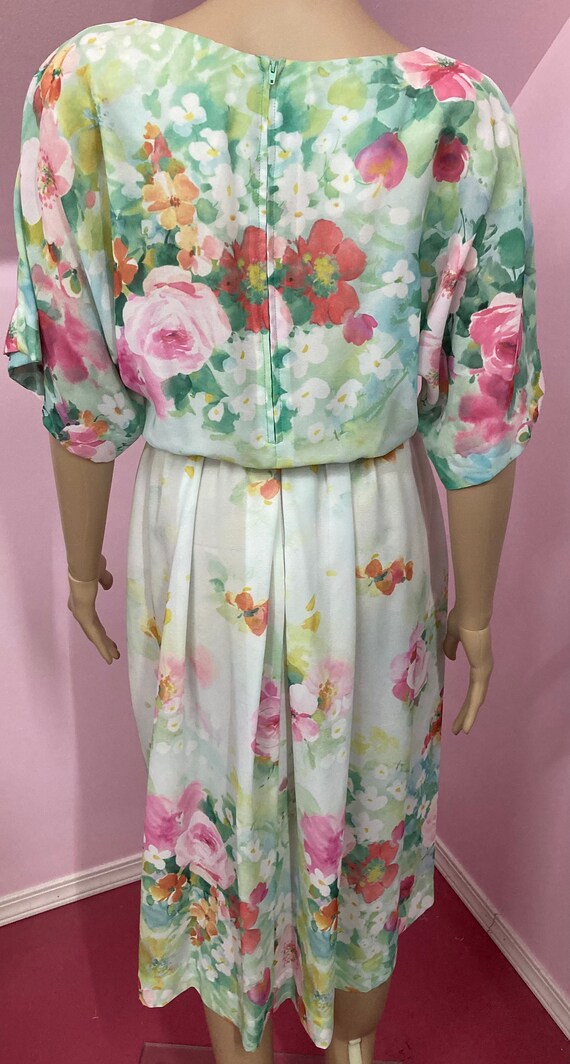 Vintage 80s Rose Dress by Willi of California. Pa… - image 8