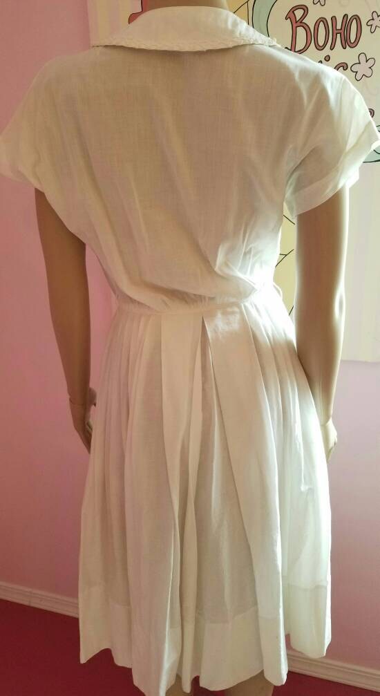 1950s White Floral Dress by Brentwood Cottons | XL/XXL