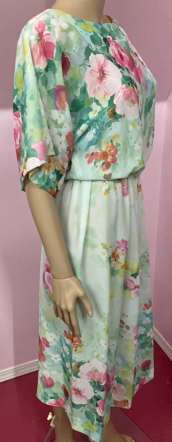 Vintage 80s Rose Dress by Willi of California. Pa… - image 7