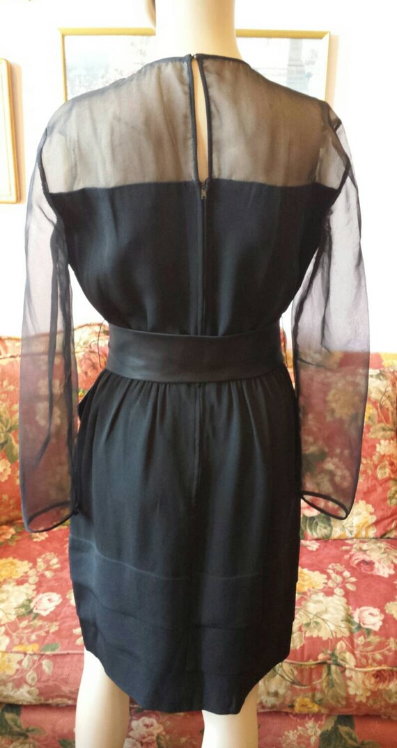 Vintage early 1960's Little Black Dress... sheer … - image 5