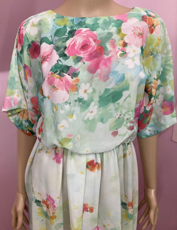 Vintage 80s Rose Dress by Willi of California. Pa… - image 2