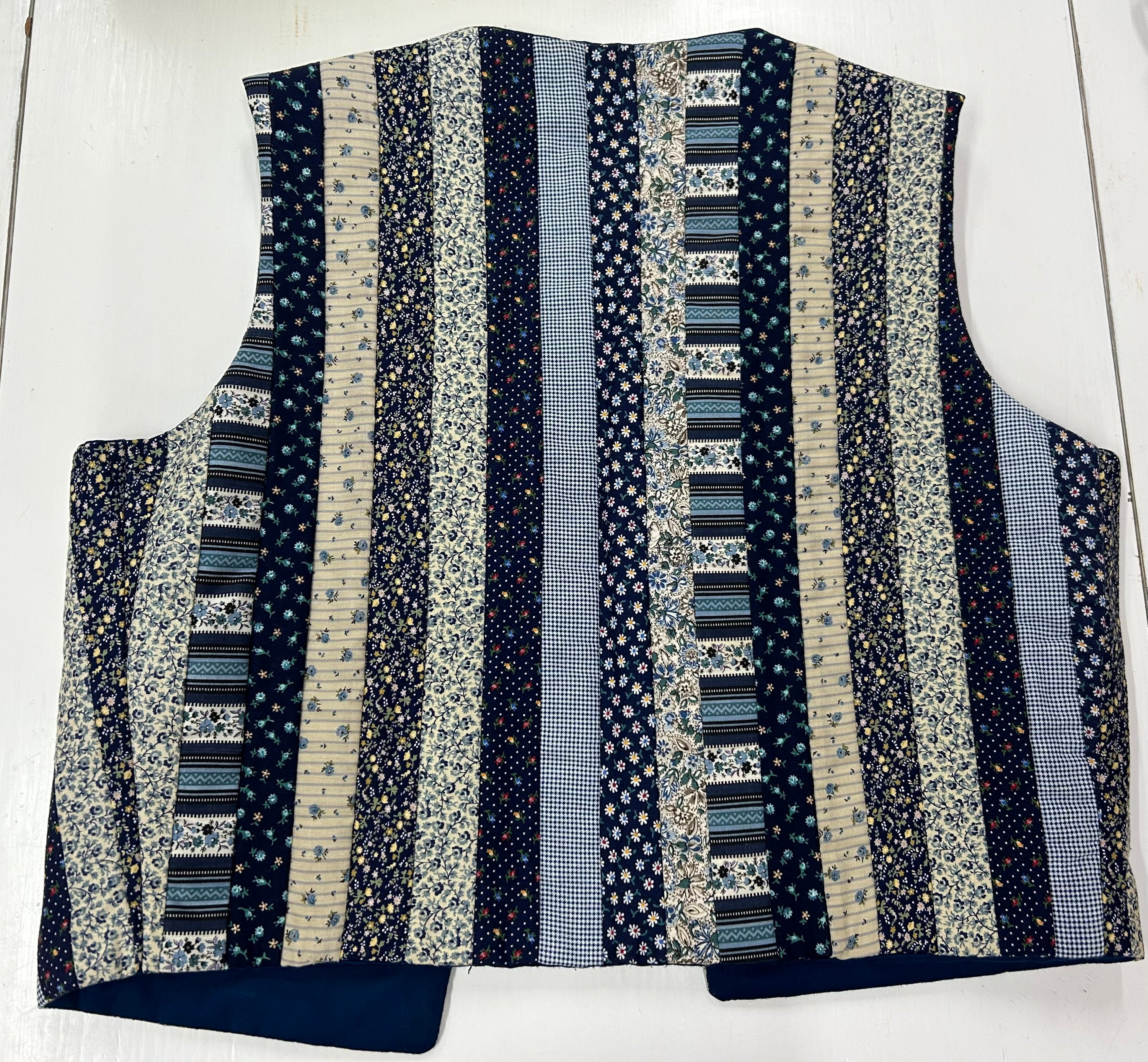 Vintage 70s Blue Patchwork Vest - Etsy 日本