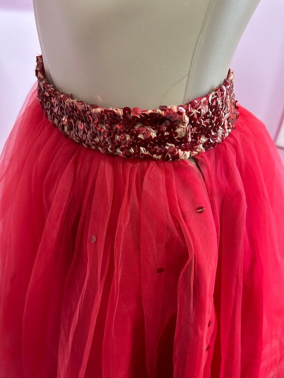 Vintage 50s Red Sequined Bustier & Tulle Shirt Se… - image 9