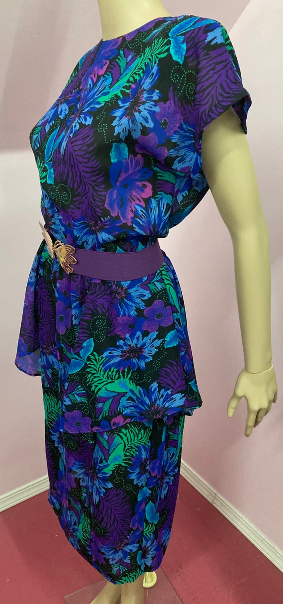 Vintage 80s Floral Dress.80s does 40s Dress.80s S… - image 6