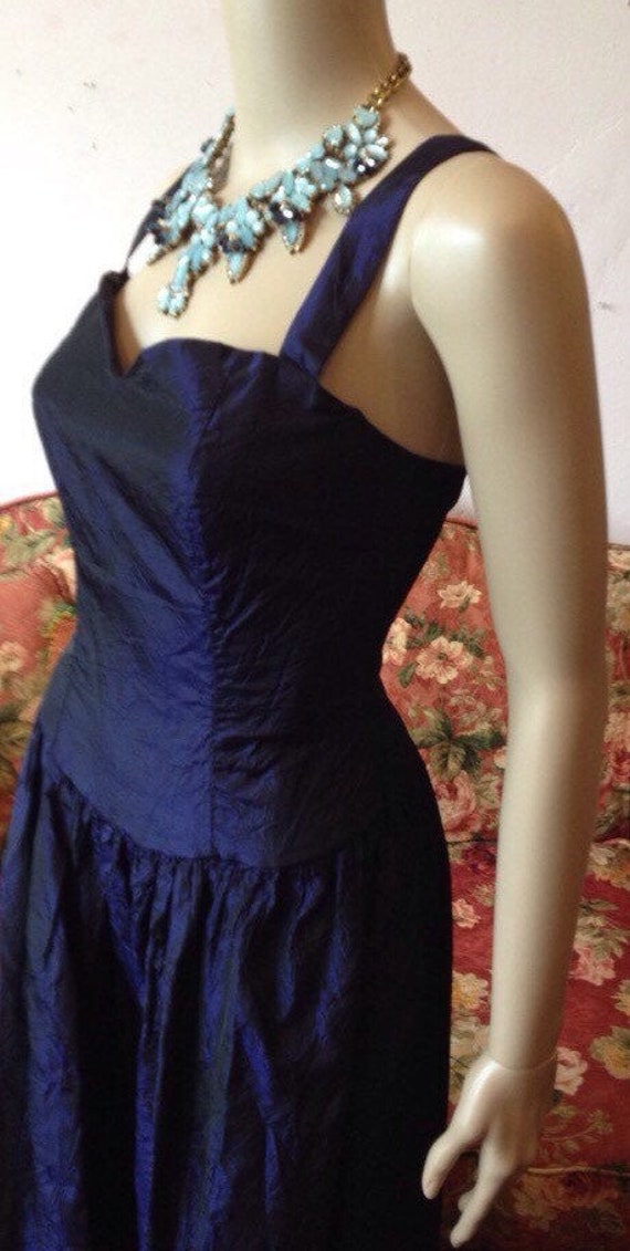 Vintage 60s Dress.60s Evening Gown.Blue/Black Sha… - image 4