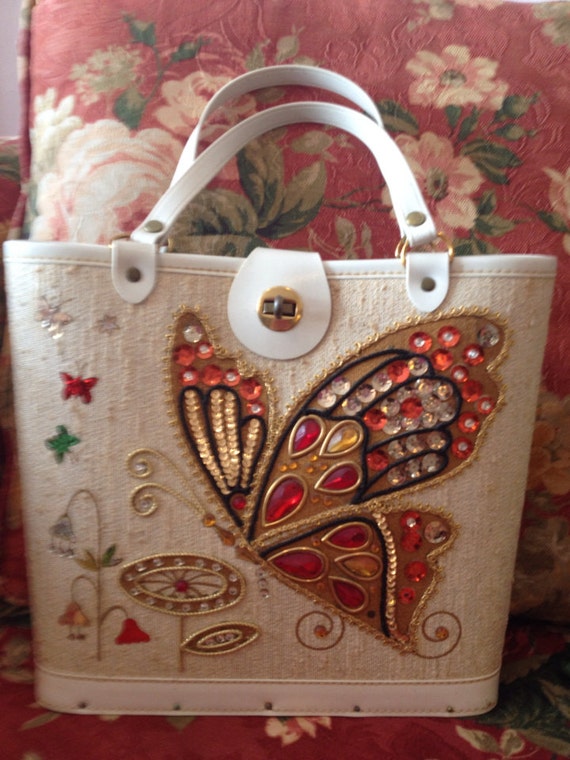 Vintage 1950s Purse.50s Jeweled Purse.Embellished