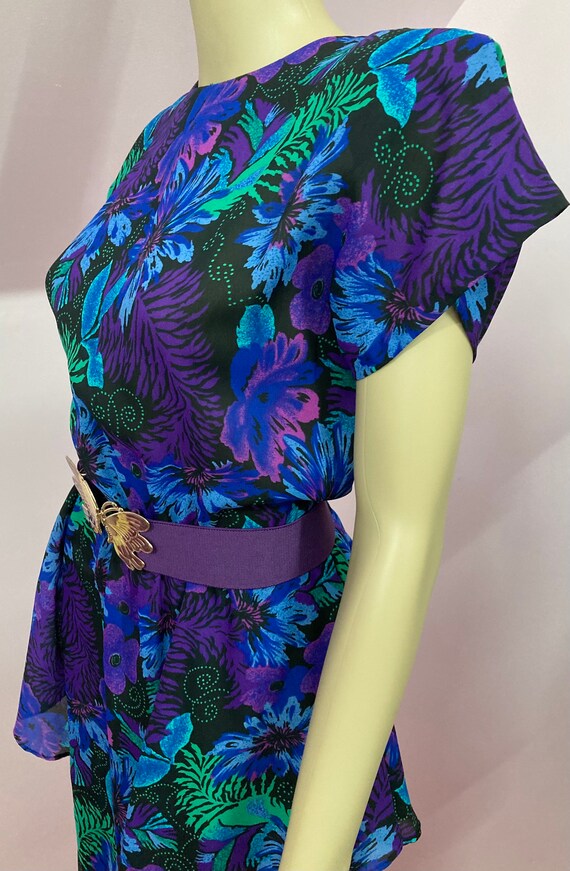 Vintage 80s Floral Dress.80s does 40s Dress.80s S… - image 7