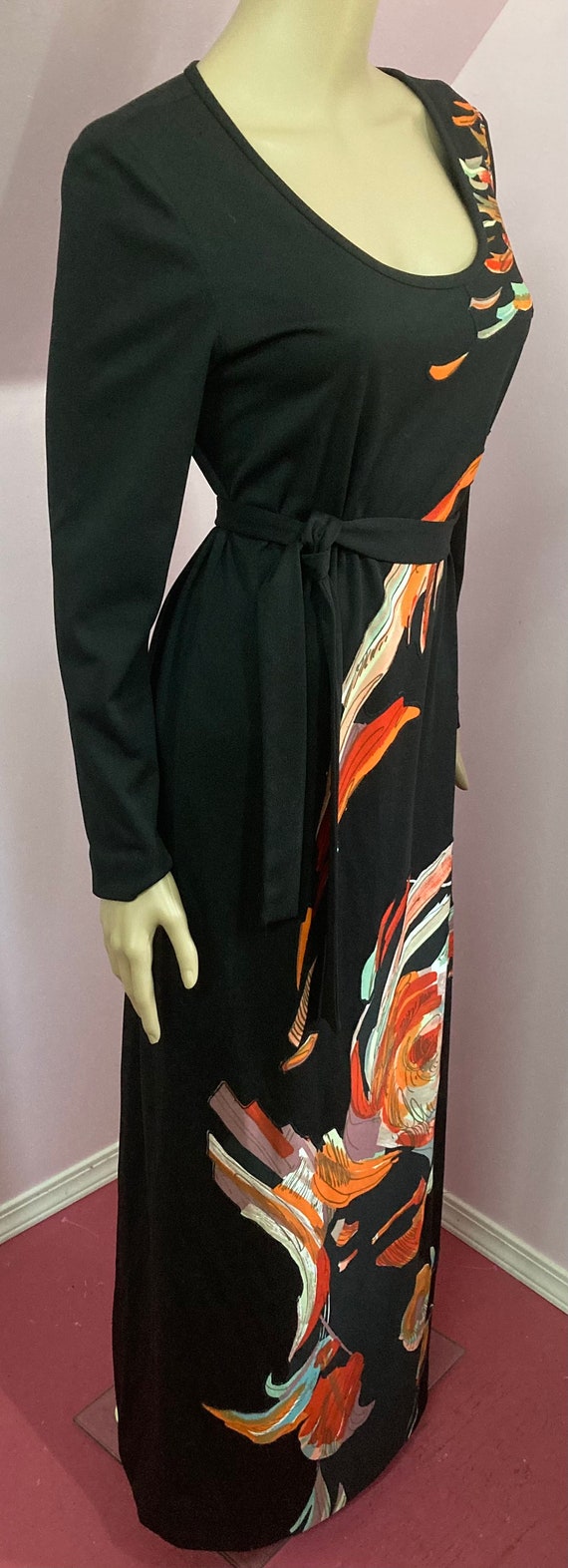 Vintage 70s Lilli Diamond Long Black Dress with O… - image 7