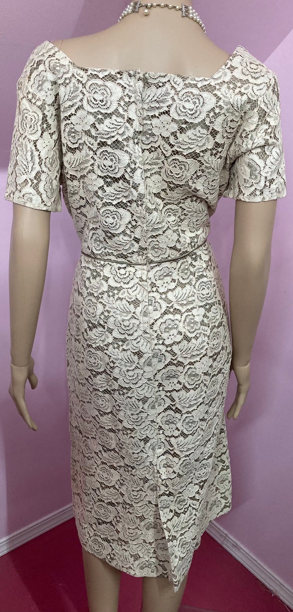 Vintage 50s Ivory Lace & Satin Dress. 50s Fancy D… - image 8