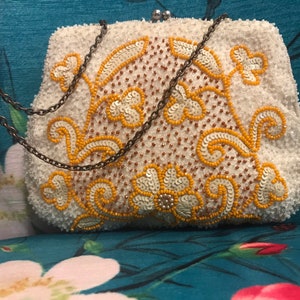 Vintage 30s Beaded Purse.1930s Beaded Handbag.Wedding Purse.Evening Bag.Hand Beaded Purse. image 6