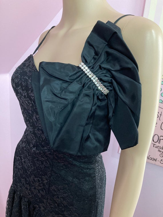 Vintage 80s Black Lace Party Dress by Flirtations… - image 5