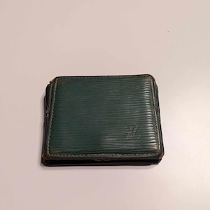 Monedero vintage auténtico Louis Vuitton de piel Taiga verde, monedero, monedero, para hombre y unisex