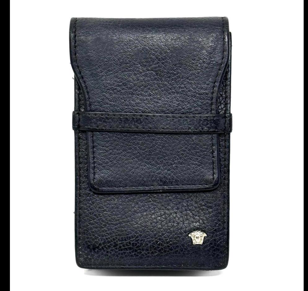 versace cigarette case Unique Vintage Versace Cigarette Case Holder Black Pouch USA Seller  Authentic