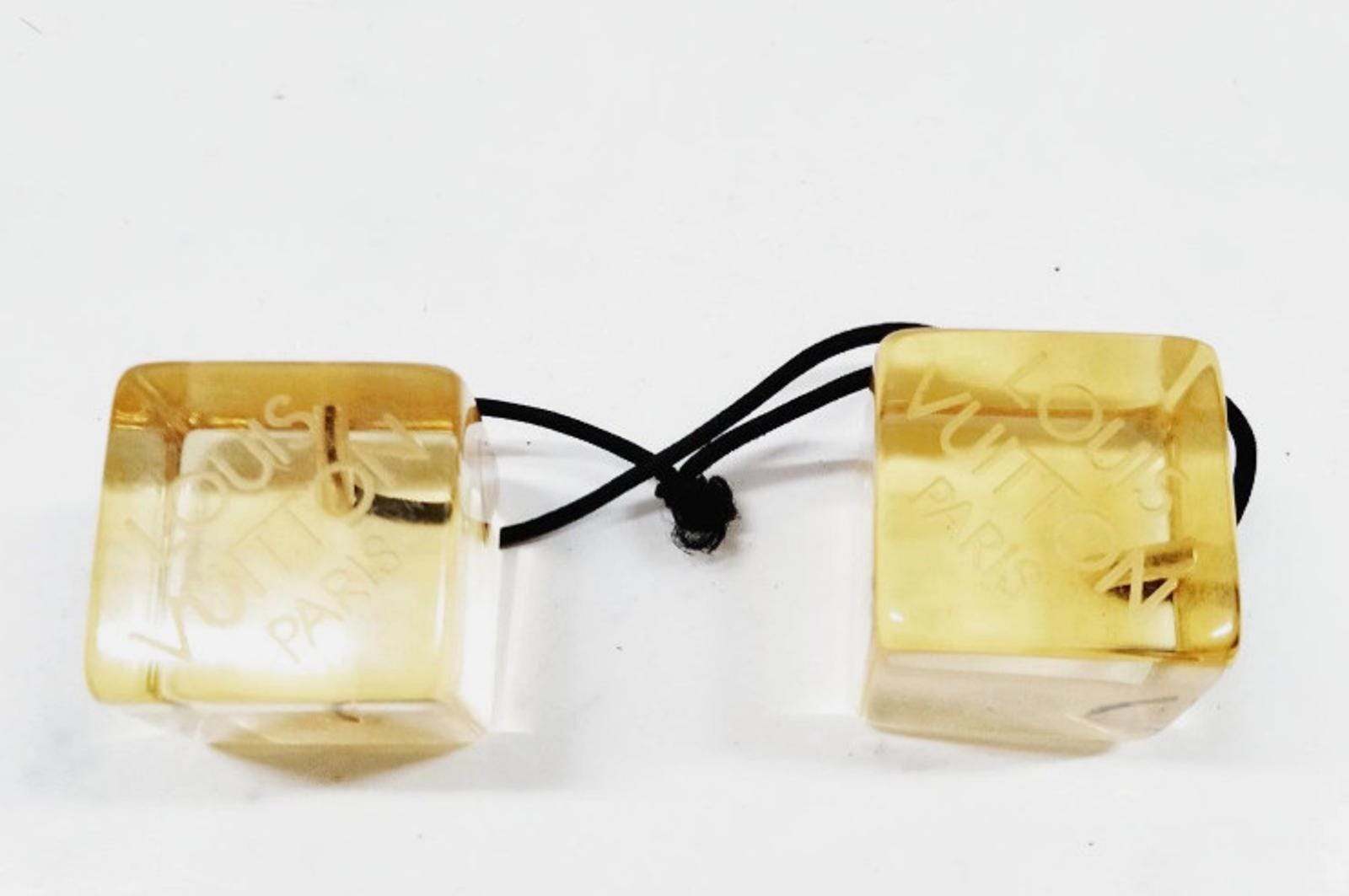 Louis Vuitton LV Orange Lucite Rhinestone Logo Hair Tie louis vuitton hair cubes products for sale | eBay main image 2
