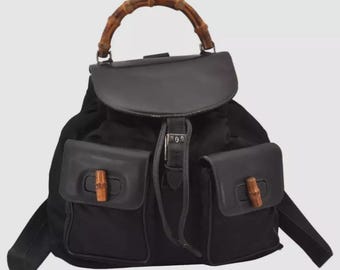 GUCCIバンブーハンドル 黒レザーバックパック Vintage Gallery Rococo OLD GUCCI 世界No.1のコレクション！