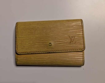 AUTHENTIC VINTAGE Louis Vuitton lv EPI Yellow Purple Leather 6 Brass Key Holder Wallet Cles