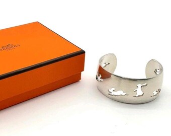 HERMES Galop Horse Bangle Cuff Bracelet Small Model Sterling