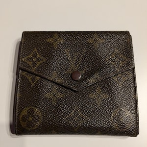 Vintage Louis Vuitton Elise Envelope Carteira Trifold Monograma Portefeiulle Trifold Marrom Preto Feminino Masculino Unissex