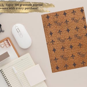 Cuaderno de tapa dura impreso con aspecto de cuero monograma personalizado, diario estético, diario con monogramas de iniciales, regalo estacionario personalizado genial