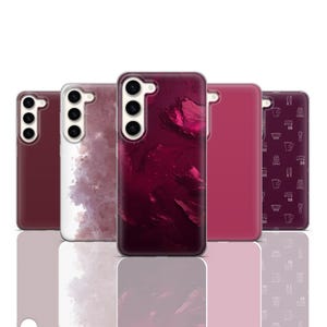 Élégante coque de portable rouge foncé à motif bordeaux pour Samsung Galaxy S25 Ultra S24 FE S23 A16 A55, iPhone 16, 15 Pro, Pixel 9 8A 7 6