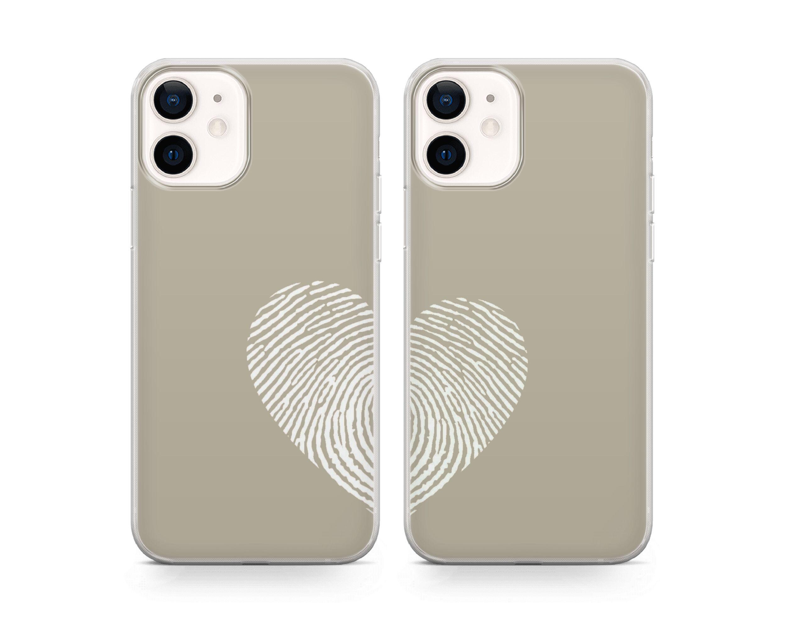 Couples Fingerprint Heart Phone Case Set, Matching Love Gift