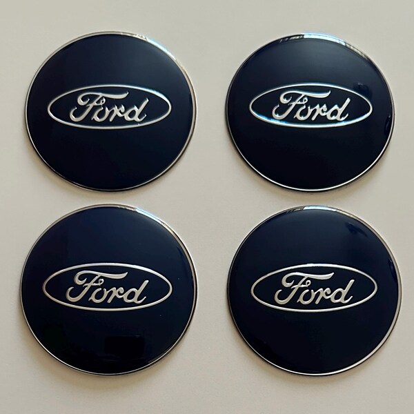 thumbnail image 2 of 4pcs Black 60mm Aluminum Ford Hubcap Sticker Emblems - Made In Italy 2 of 5