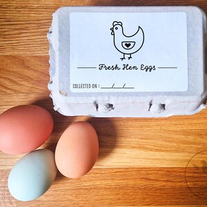 Egg Box Labels – Printable PDF – Farm Fresh Chicken Design with Date Space – 8 Labels per Page – DIY Egg Carton Labels