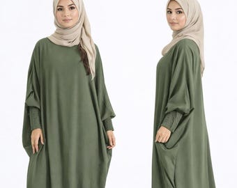 Batwing Abaya Dress | Oversized Modest Maxi with Pocket