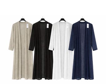 Lightweight Summer Cardigan Long Open Front Duster Breathable Cover Up