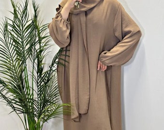 Damen Abaya mit angebrachtem Hijab: Muslimische Damen Abaya One Size UK Passt für 8-18