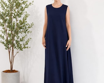 Women’s Plain Inner Slip Dress Lightweight Modest Maxi Dress for Abayas