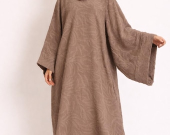 Modest Maxi Abaya Dress with Scarf | Loose Batwing Kaftan, Islamic Clothing