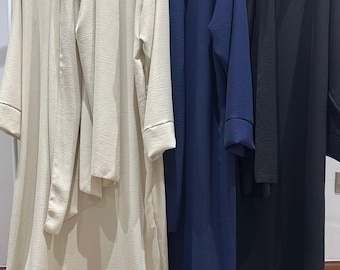 Crepe Prayer Abaya with Attached Hijab: Modest Muslim Long Dress