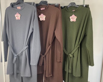 Womens Loungewear Set: Long Sleeve Top and Ankle Trouser Co-ord