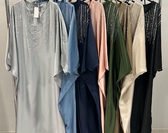 Abaya met lovertjes en vleermuis: luxe maxi-kaftanjurk voor ramadan