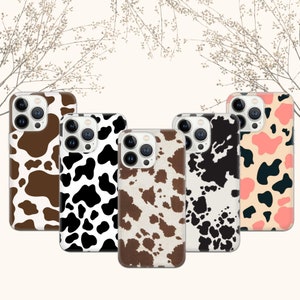 Rustic Cow Pattern Phone Cover Farmyard Cow Print Case for iPhone 16Pro Max,15 Plus,14,13,12,11,XS&Samsung S24,S25,A55,A36,Pixel9 Pro,8