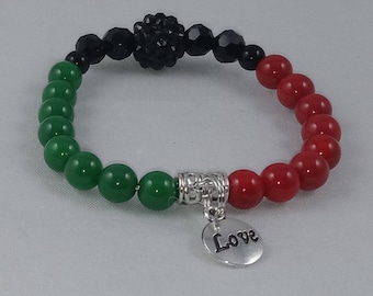 Pan African Women Bracelet, Stretchy Afrocentric Bracelet