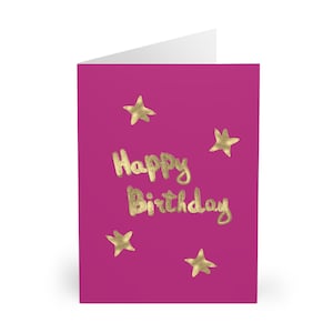 Geburtstags Grußkarten Pink und Glitzer Glitzer Sterne Feier Schreibwaren Happy Birthday Card Set 5 Pack