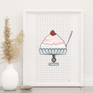 Kakigori Stampa Artistica Arte Minimalista Cibo Giapponese Cucina Nipponica Illustrazione Cibo Asiatico