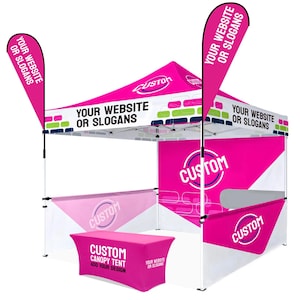 Custom Pop Up Canopy Tent With Logo – OPPEINDDIY 10x10 Heavy Duty Event Tent, Personalized Sublimation Printing For Trade Shows, Vendors, Racing & Marketing
