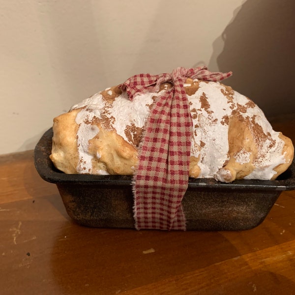Faux Bake Mini Loaf of Bread in Metal Pan ~ Fake Bake Mini Loaf of Bread in Metal Pan