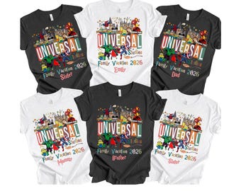 Universal Studios 2026 Family Vacation Shirt, Custom Name Theme Park Tee, Movie Inspired Universal Trip Shirt, Family Park Vacation T Shirt