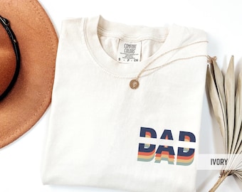Retro Rainbow Stripe DAD Shirt: 70s Style Comfort Colors Tee